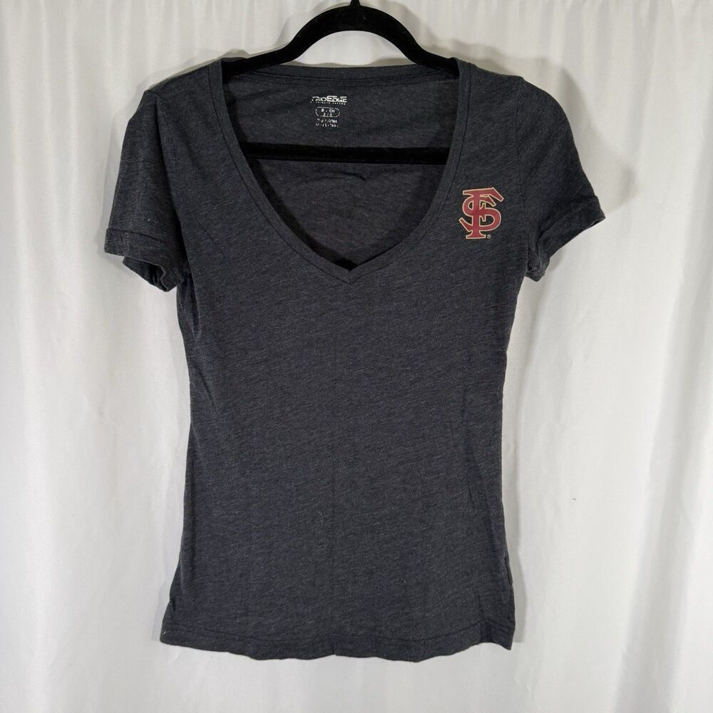 Florida State Blouse Women's Small Grey Short Sleeve Vneck Lightweight